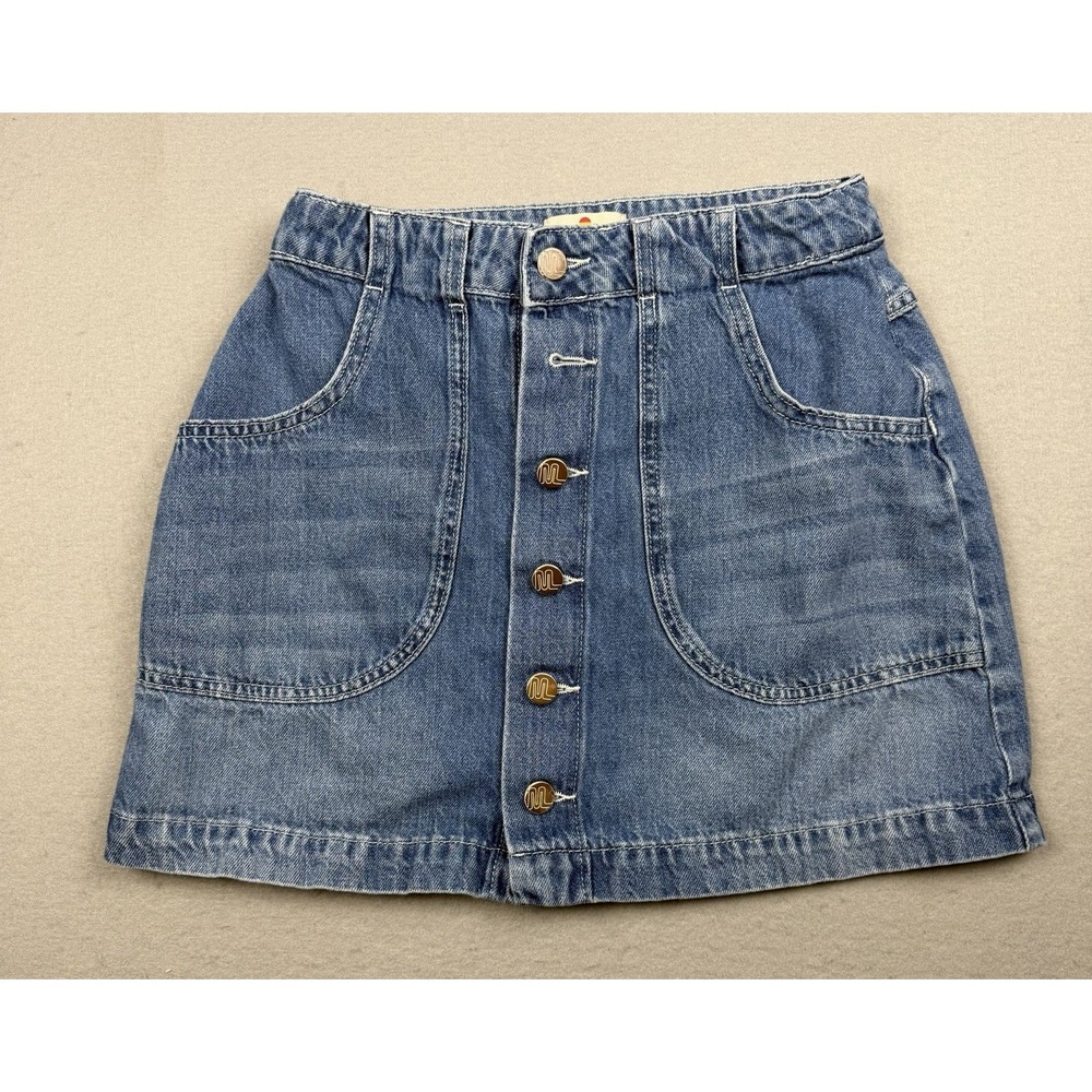 Marine Layer Emilia Denim Mini Skirt Women's 6 Blue Button Front